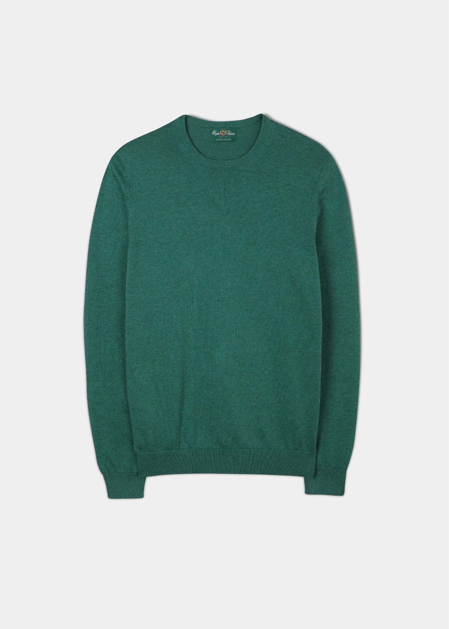 Cotton Cashmere Crew Neck Jumper In Moorland Alan Paine Alan