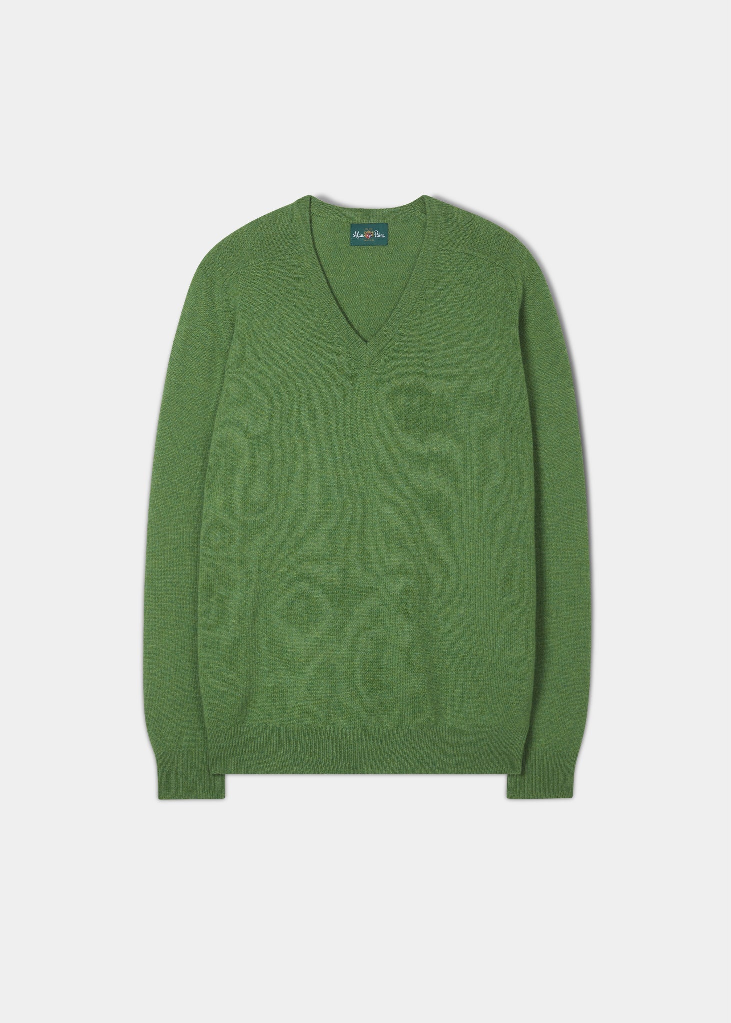 Men s Lambswool V Neck Jumper in Palm Web Exclusive Knitwear