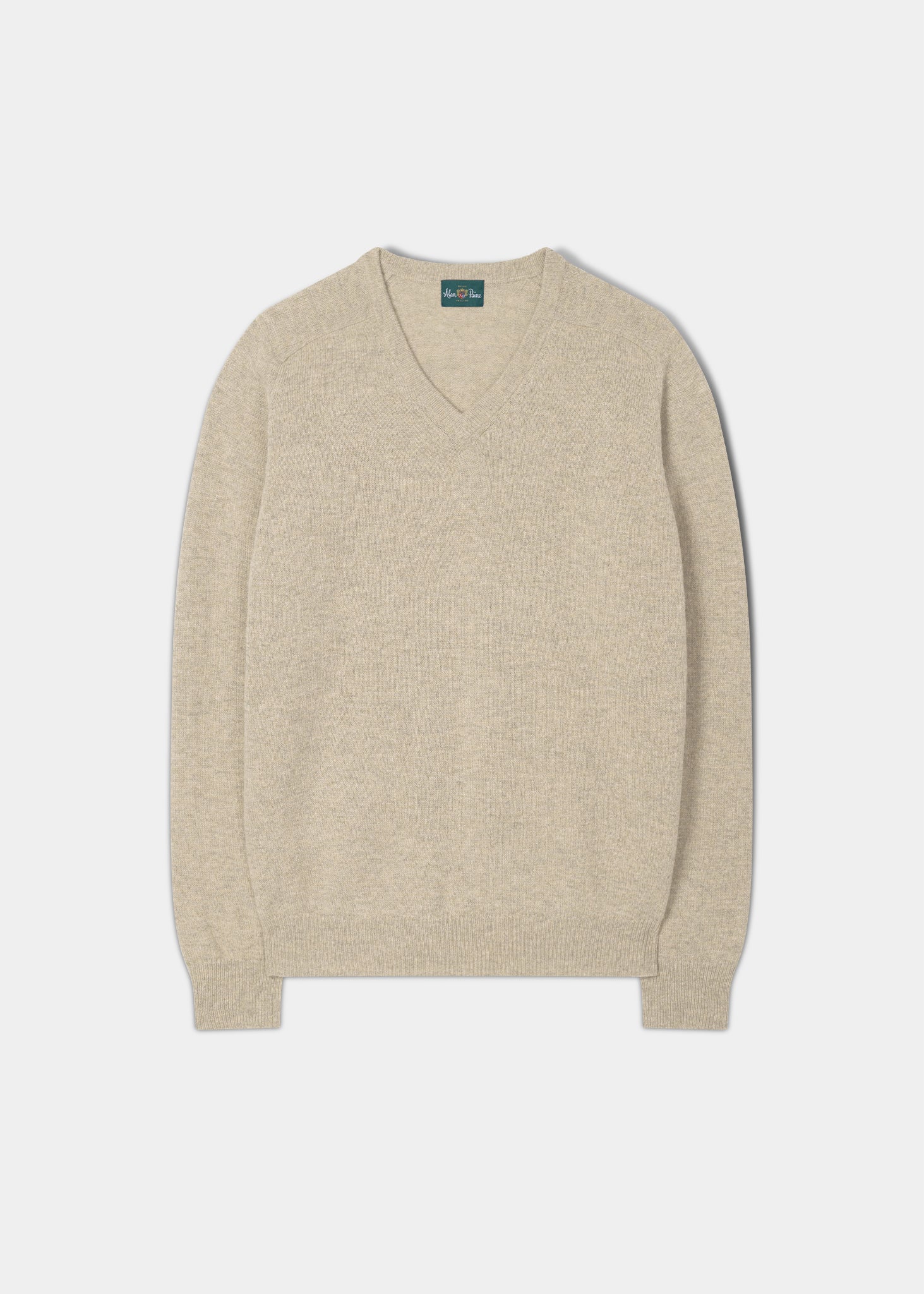 Men s Lambswool V Neck Jumper in Oatmeal Web Exclusive Knitwear