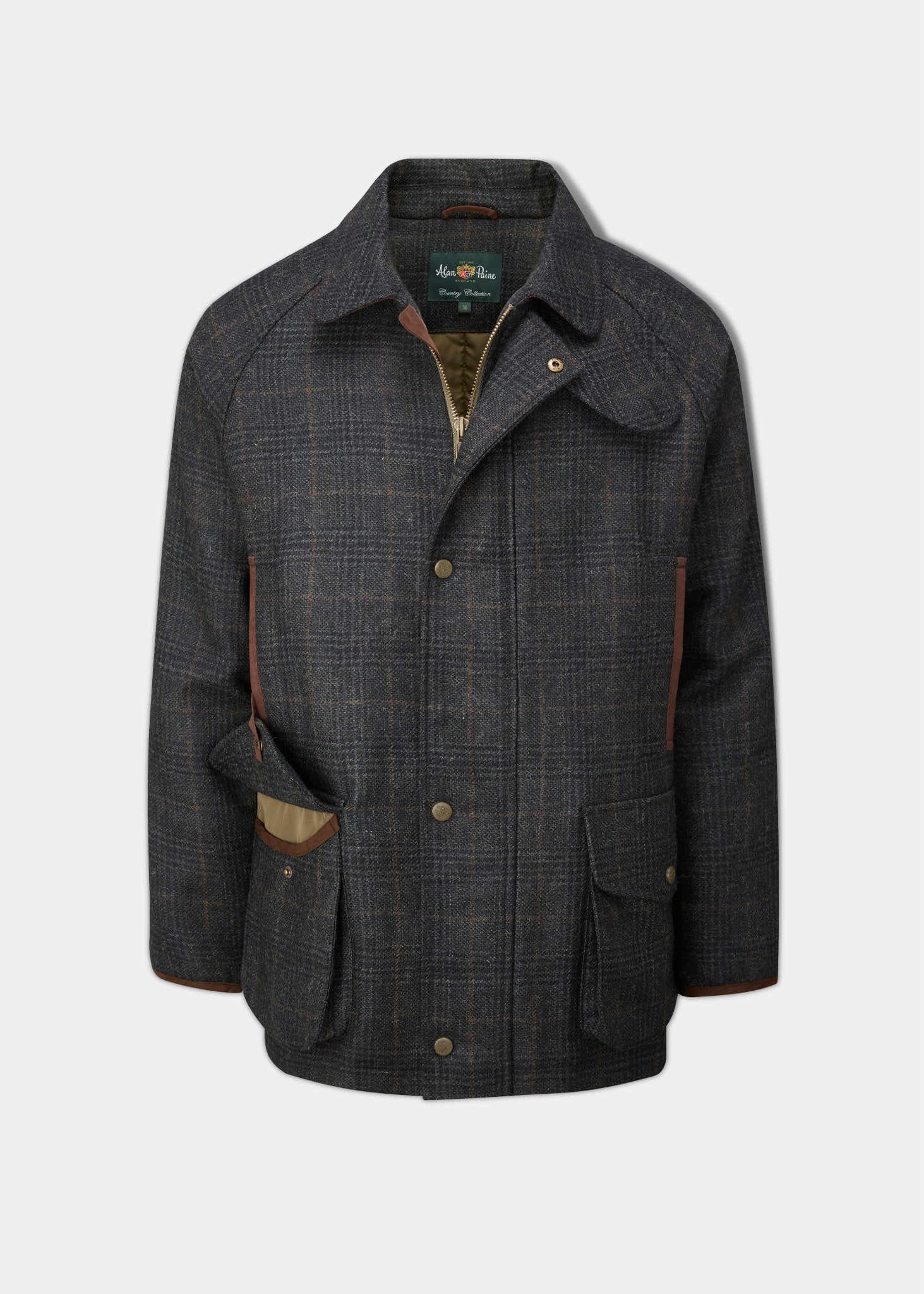 Surrey Waterproof Tweed Coat In Green Check Alan Paine EU Alan