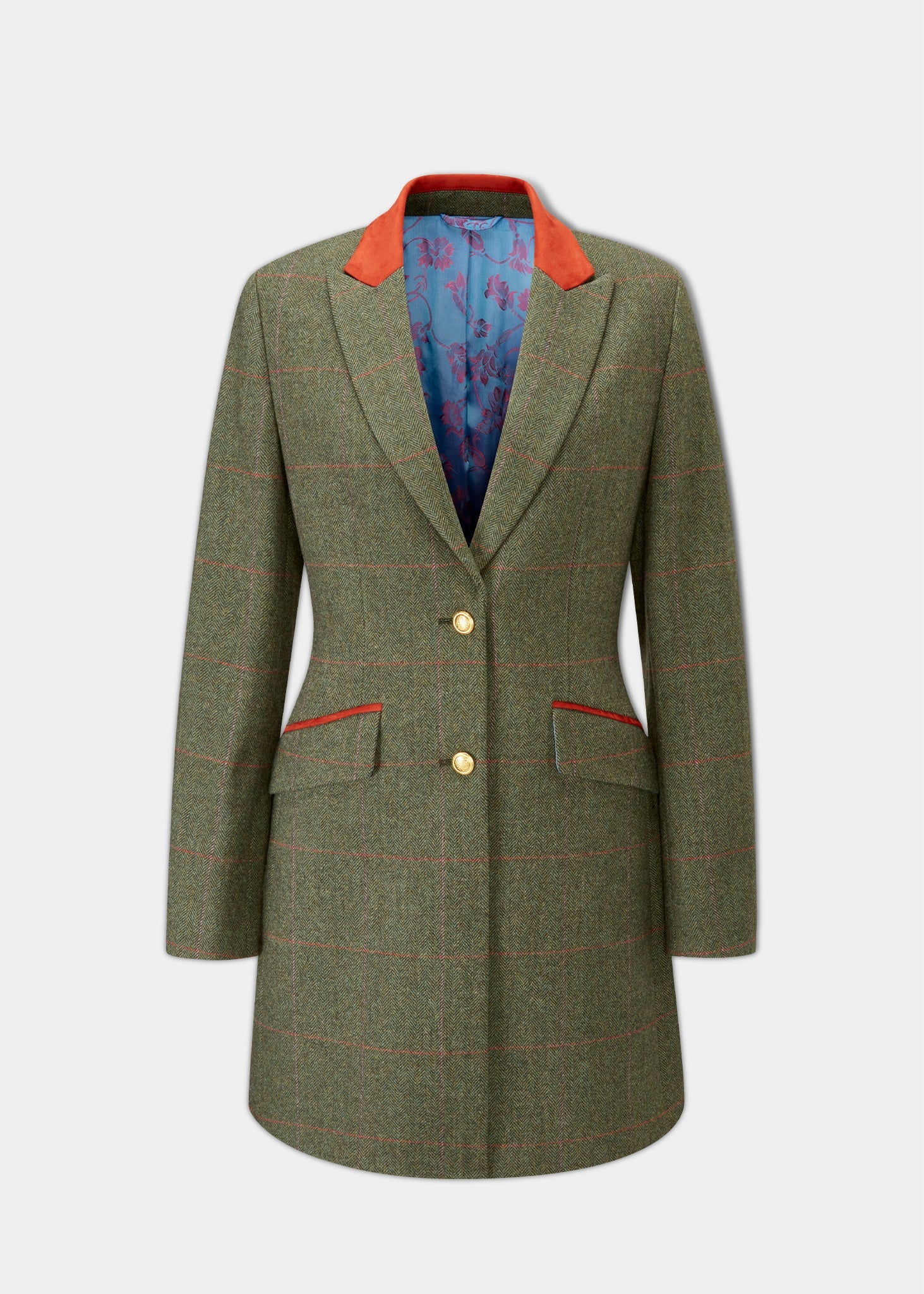 Combrook Ladies Mid Thigh Tweed Coat In Heath Alan Paine EU