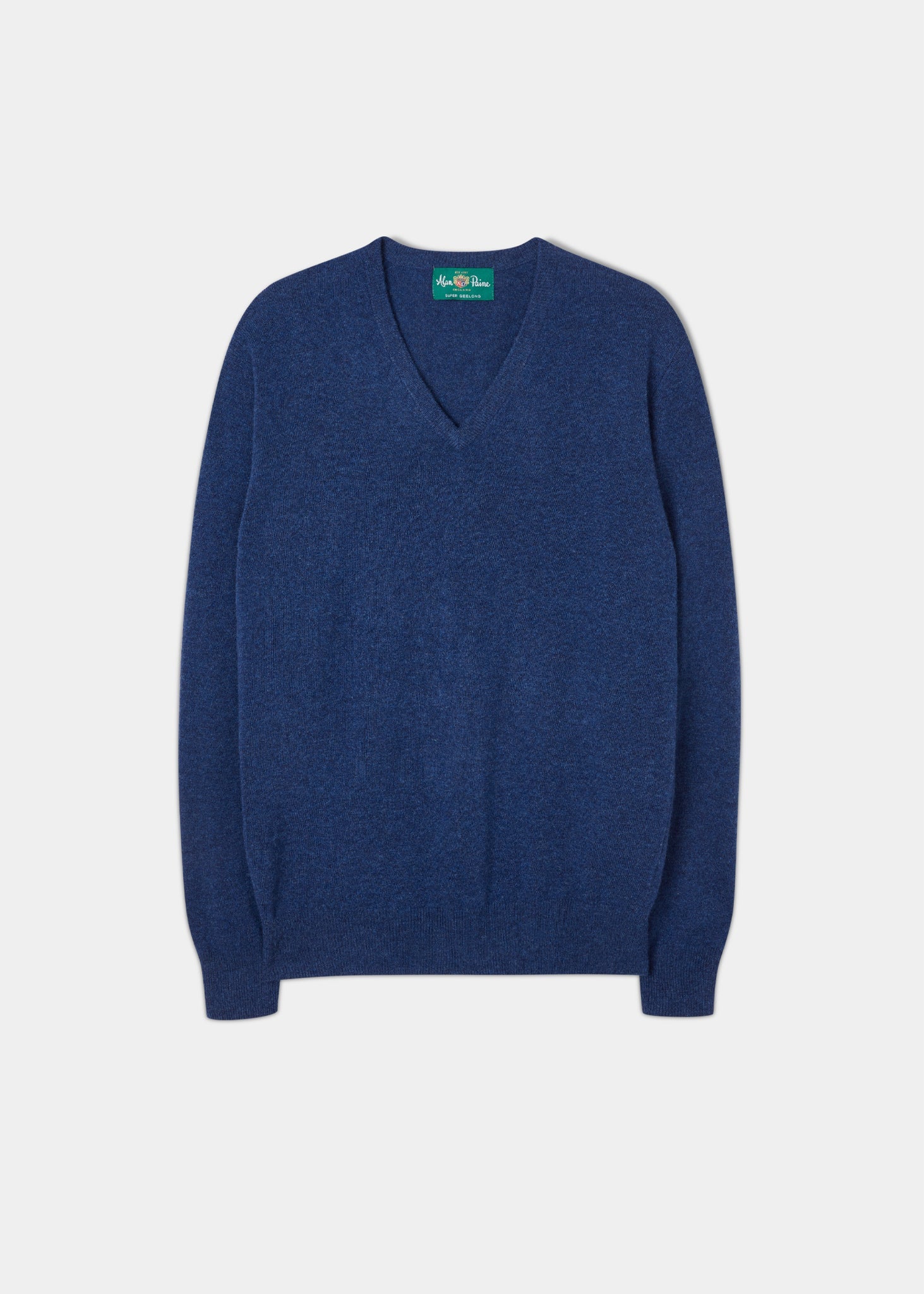 Geelong Wool V Neck Jumper in Indigo Alan Paine EU Alan Paine