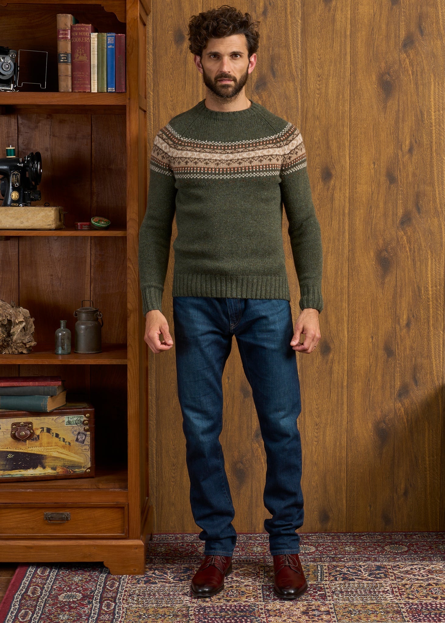 Buckie Shetland Fair Isle Yolk Crew Neck