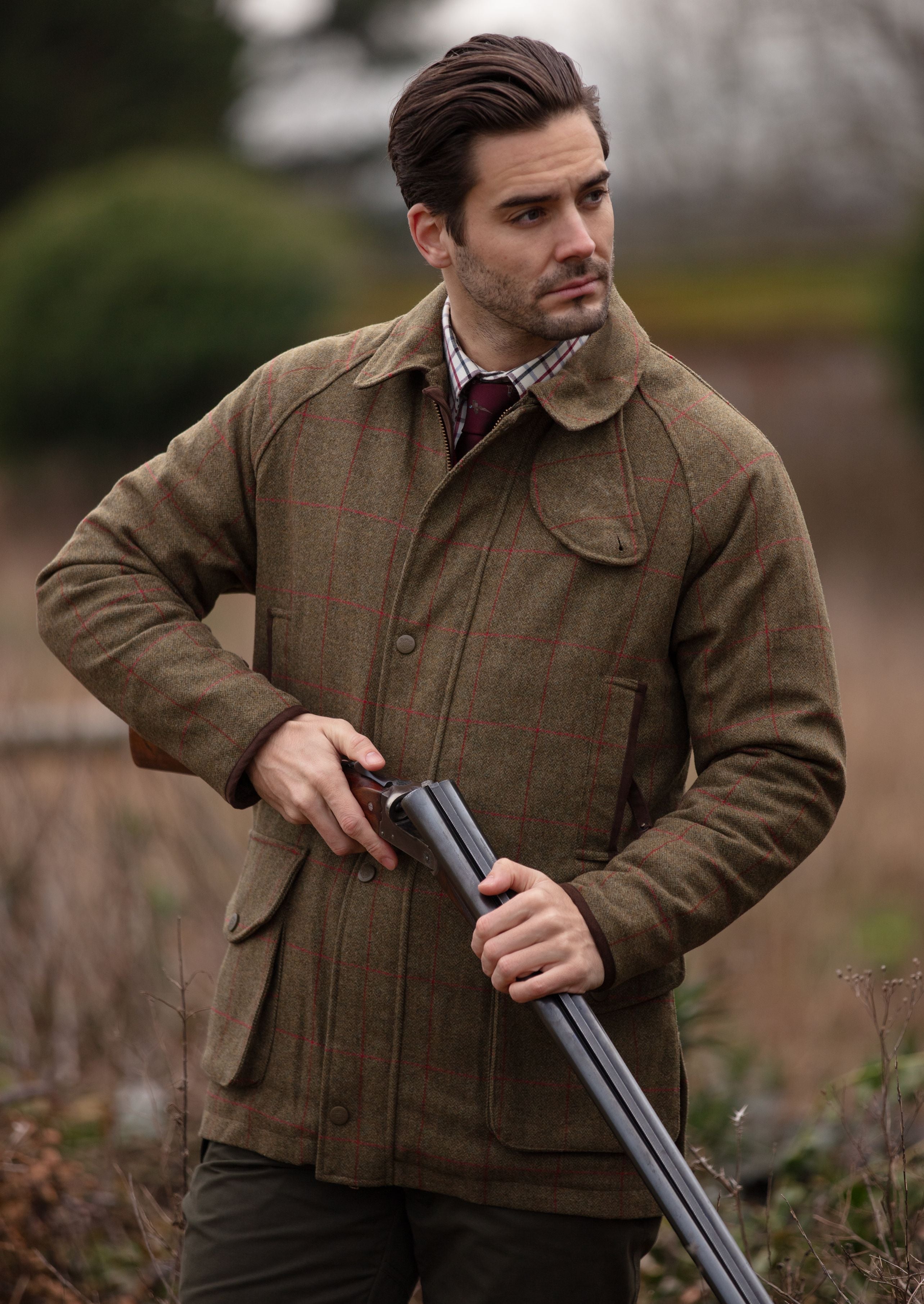 Combrook Men s Waterproof Tweed Coat In Sage Shooting Fit