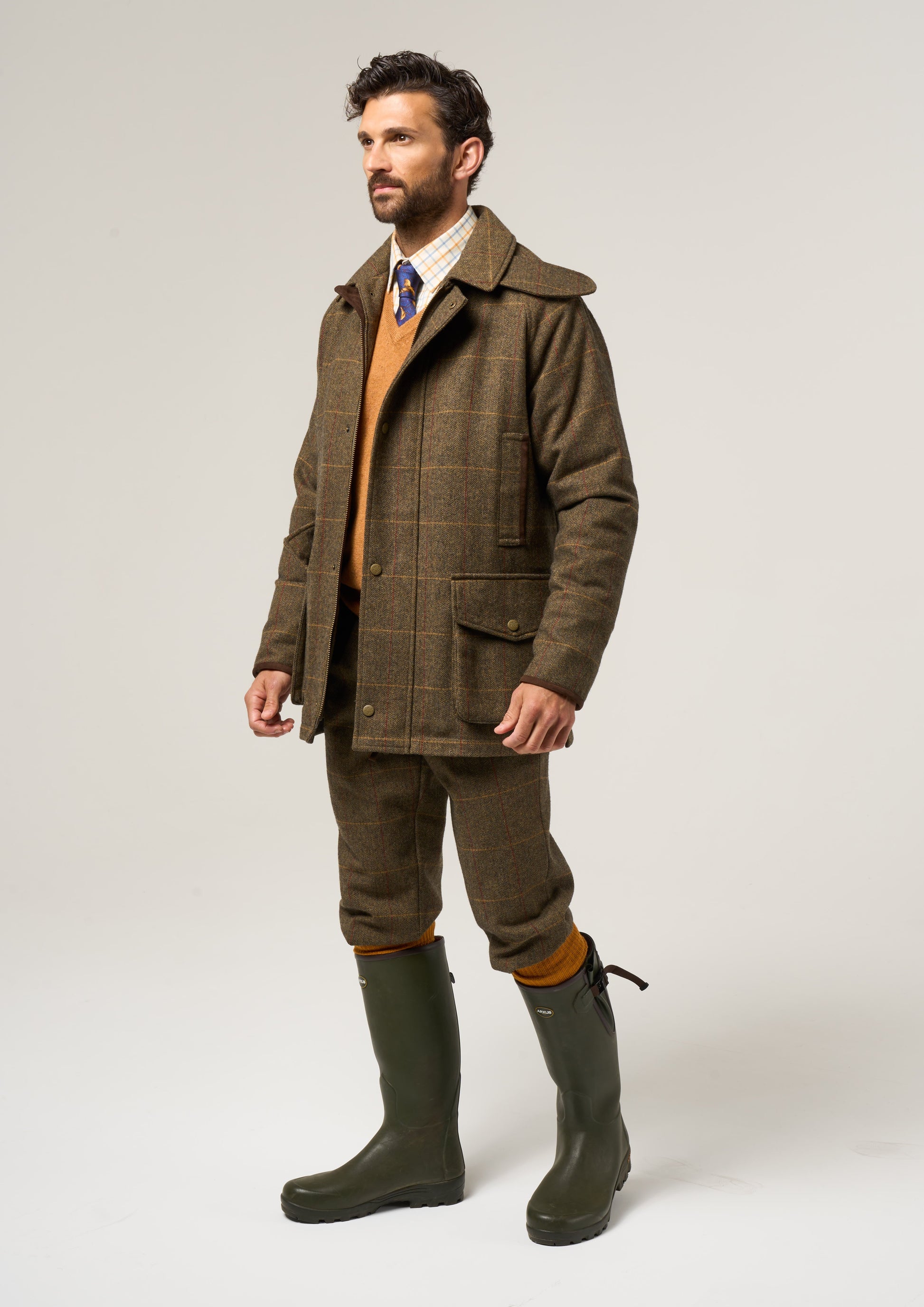 Combrook Men's Waterproof Tweed Coat In Teak