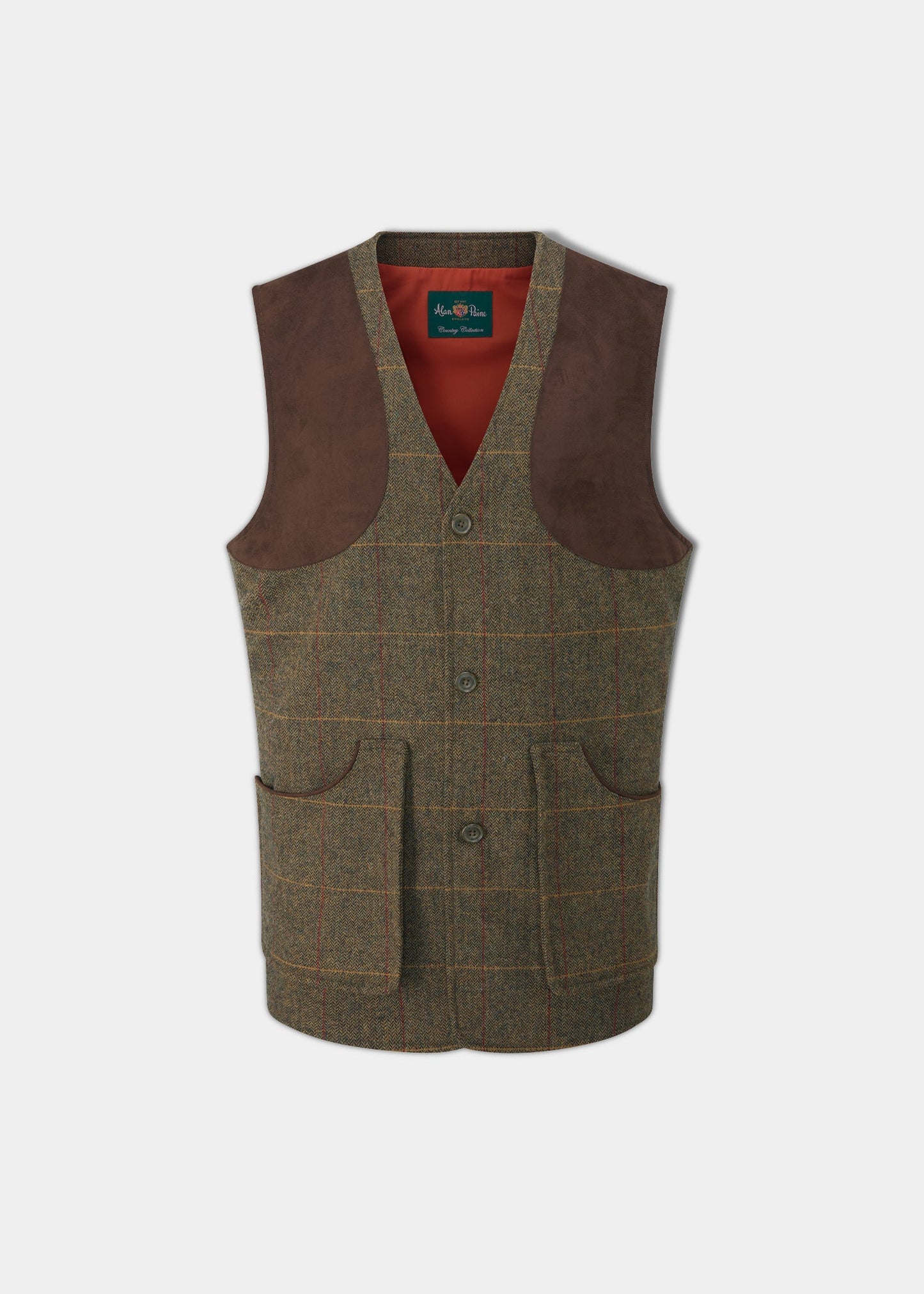 Combrook Men's Tweed Shooting Waistcoat in Teak