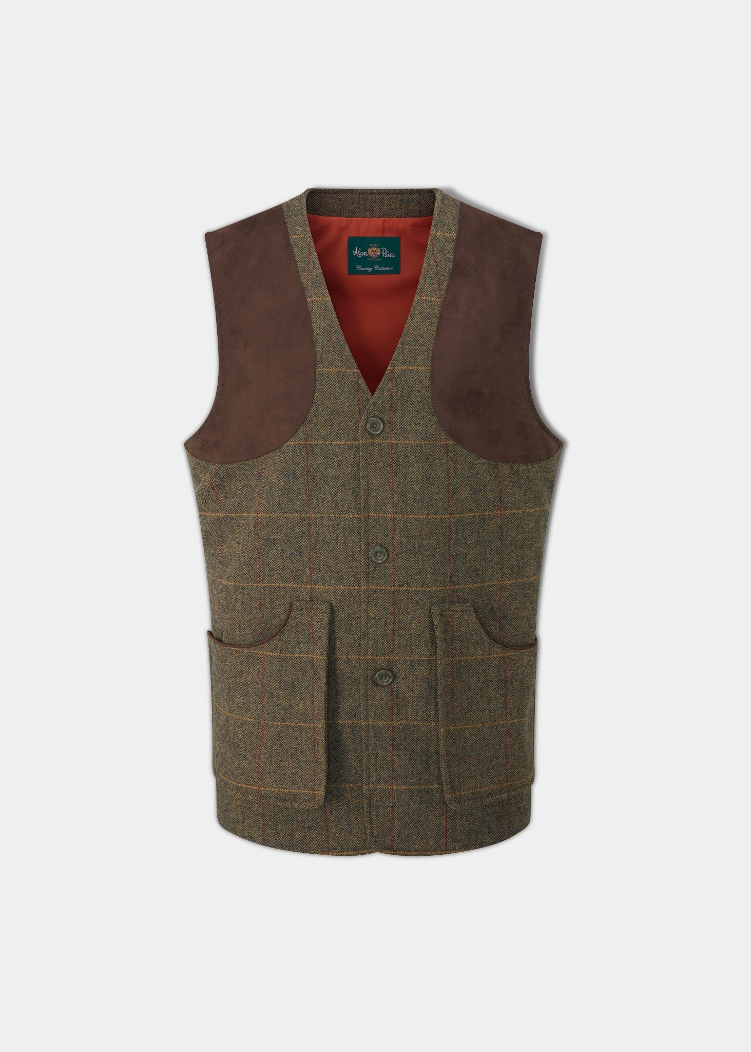 Combrook Men's Tweed Shooting Waistcoat in Teak