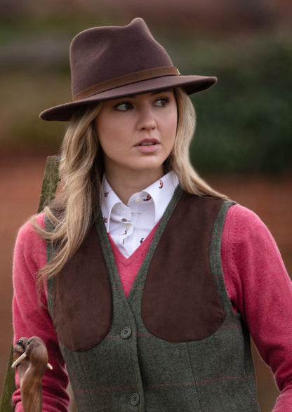 Combrook Ladies Tweed Shooting Waistcoat In Heath