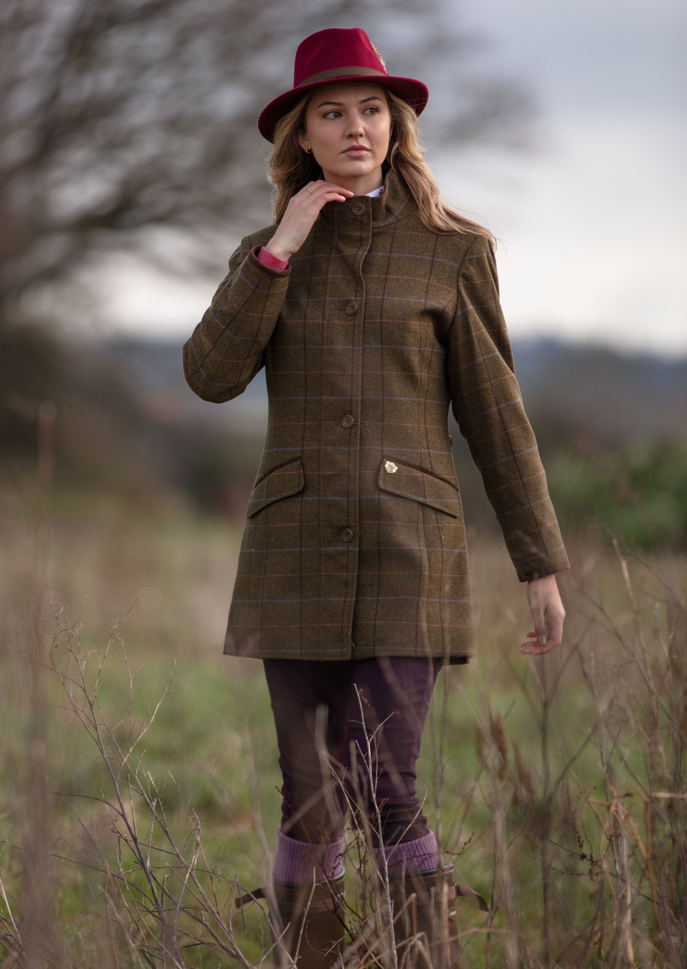 Combrook Ladies Tweed Field Jacket In Hazel Regular Fit