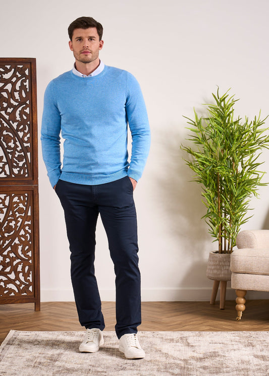 Cotton Cashmere Jumper In Carolina Blue