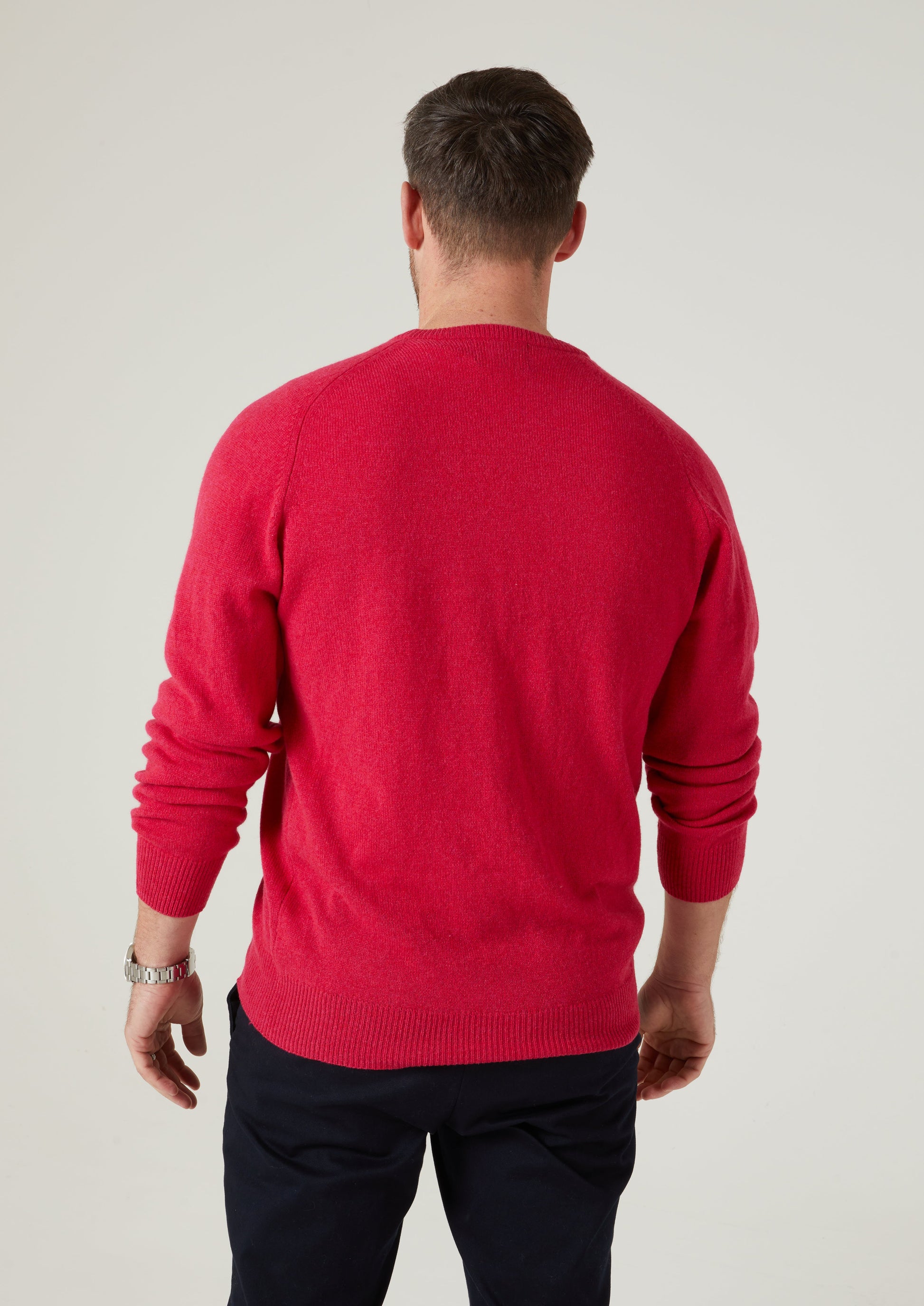 Dorset Men's Lambswool Jumper in Raspberry 