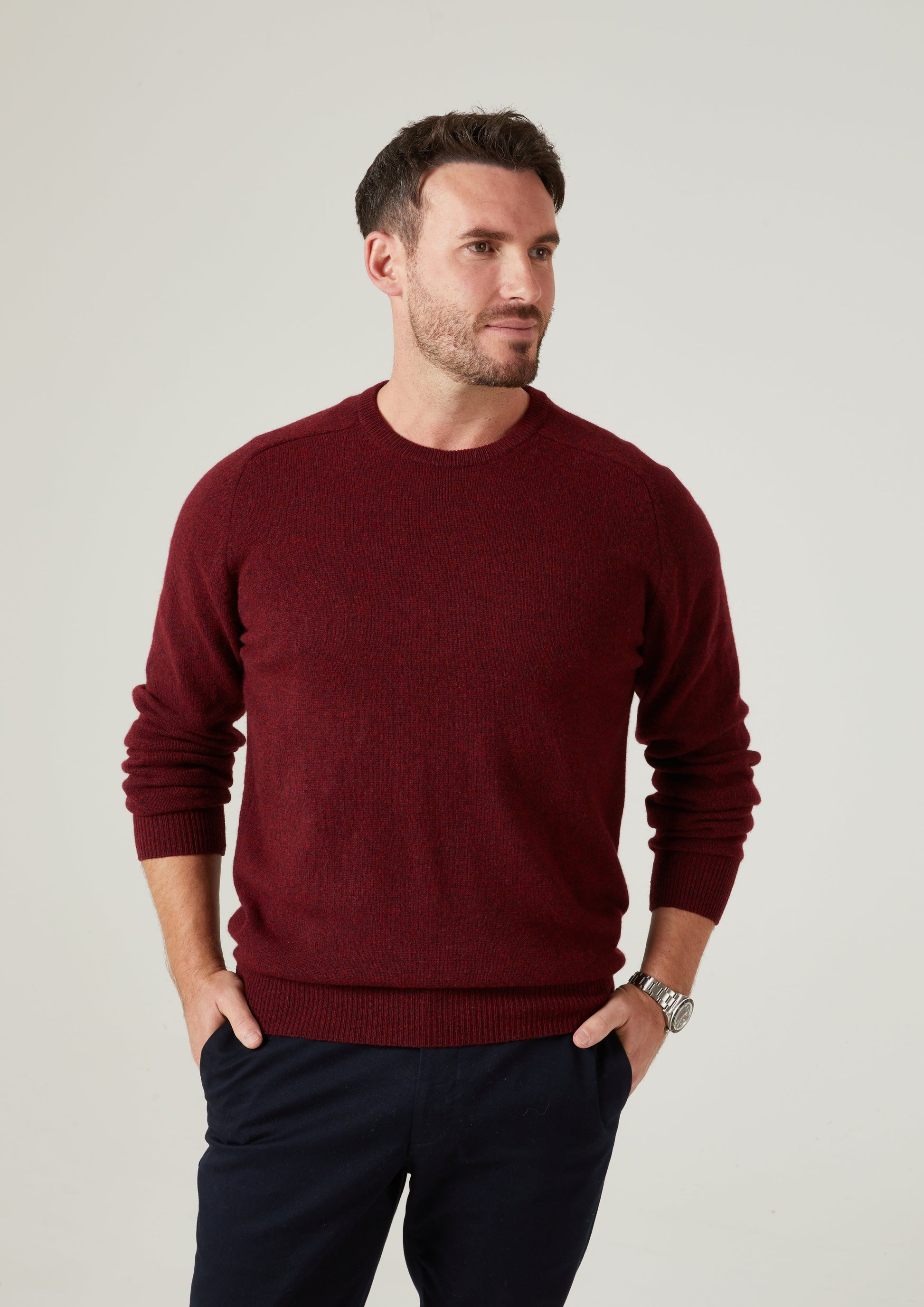 Dorset Men's Lambswool Jumper in Red Velvet 