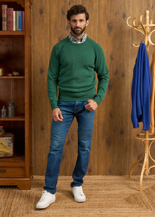 Dorset Men's Lambswool Jumper in Courgette - Classic Fit