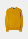 Men's Geelong Lambswool Vee Neck Jumper in Honeybee - Regular Fit