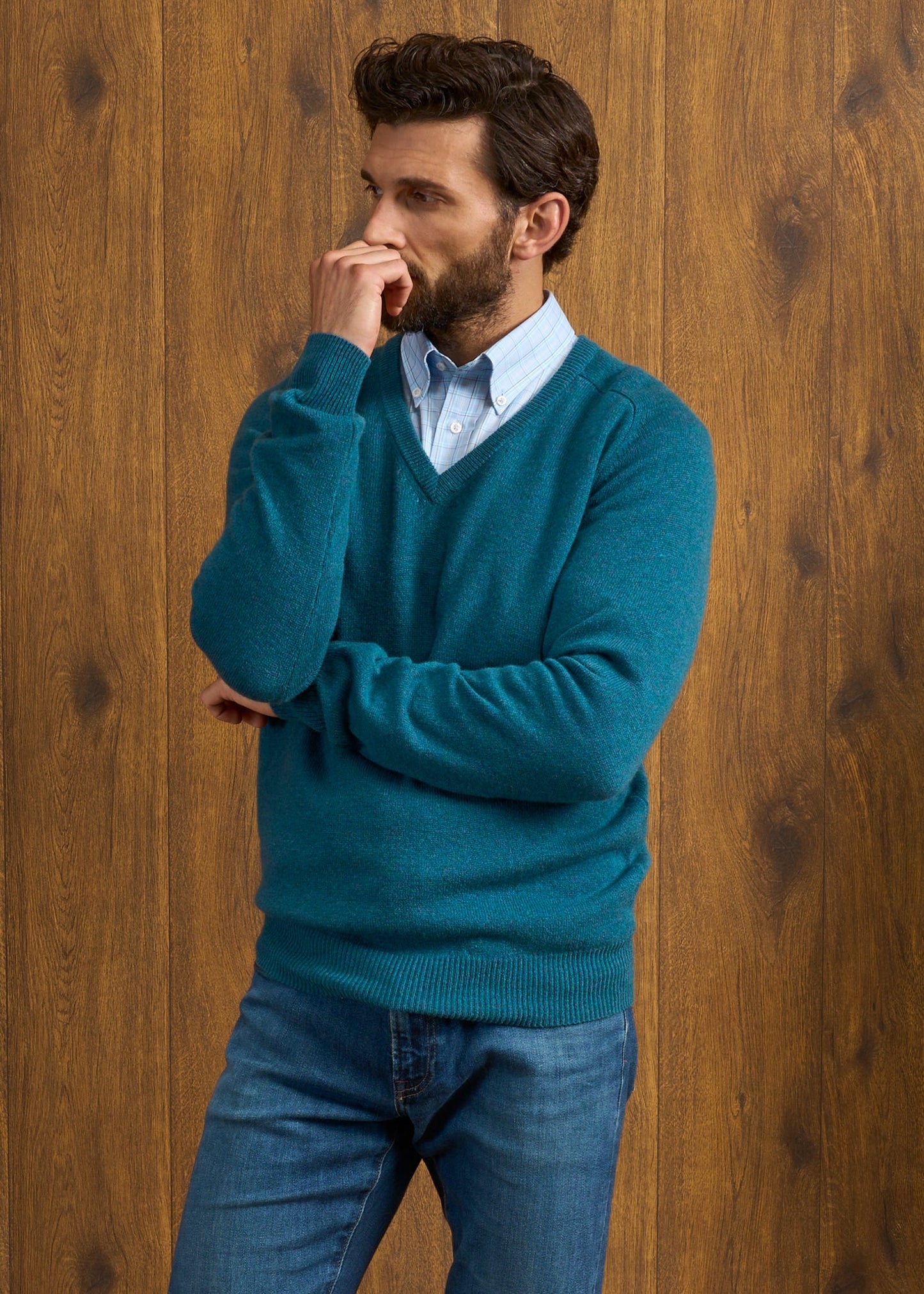 Hampshire Lambswool Jumper in Grecian Sea