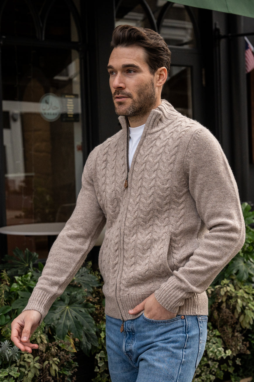 Men's sweater with hot sale zipper front