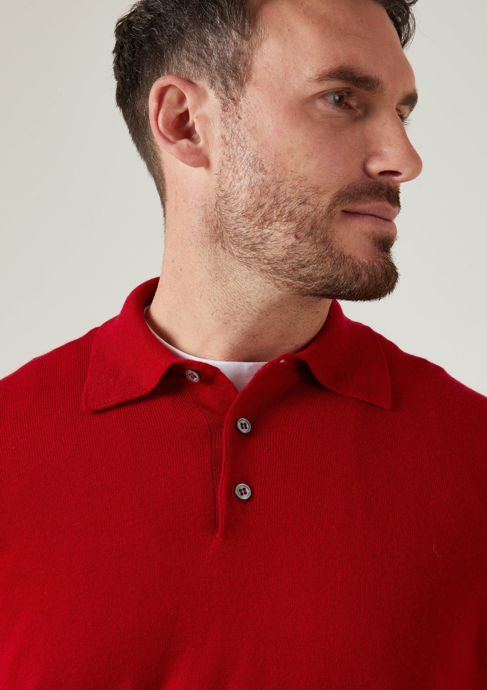 Hindhead Men's Merino Wool Polo Shirt in Chianti 