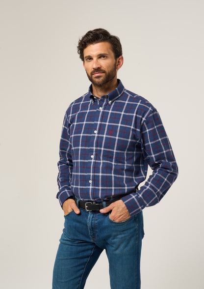 Ilkley Flannel Check Shirt In Blue