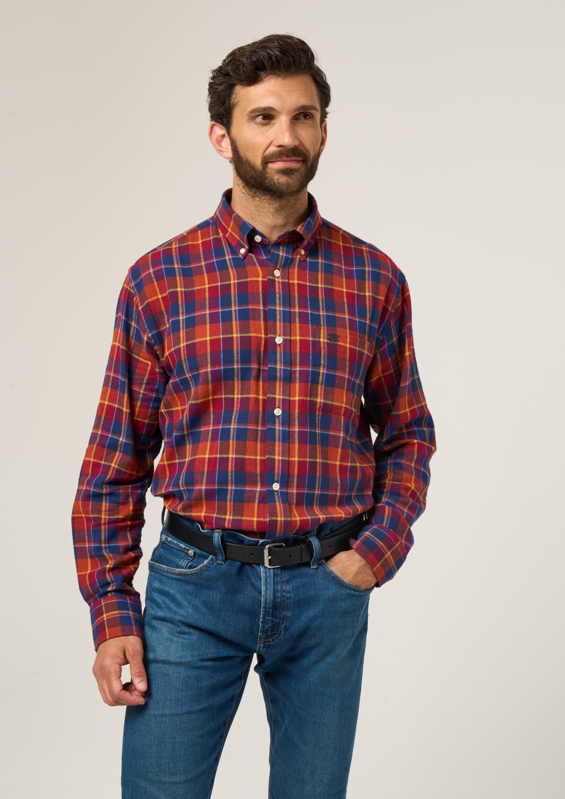 Ilkley Flannel Check Shirt In Red