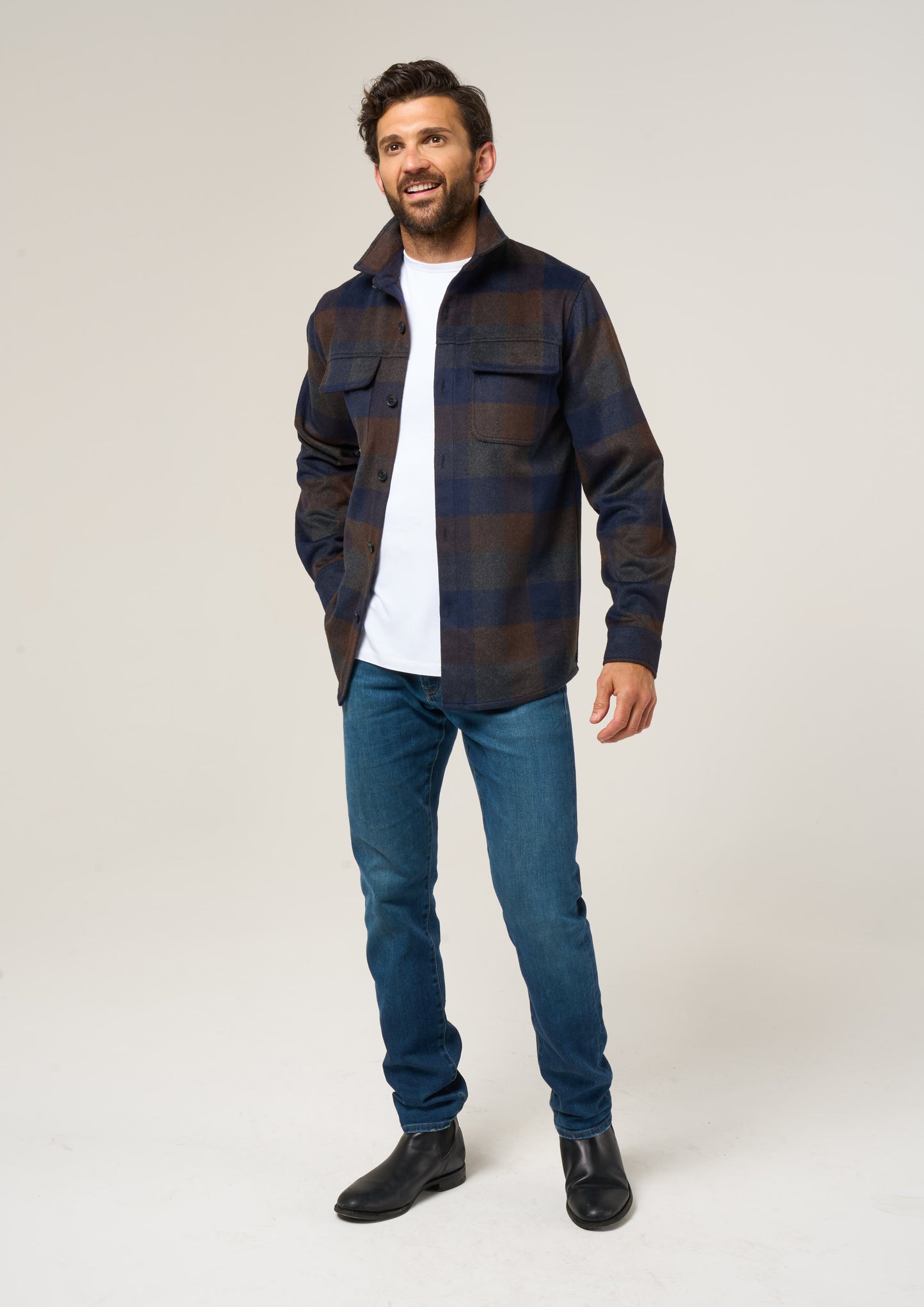 Ripley Men's Plaid Shacket in Navy