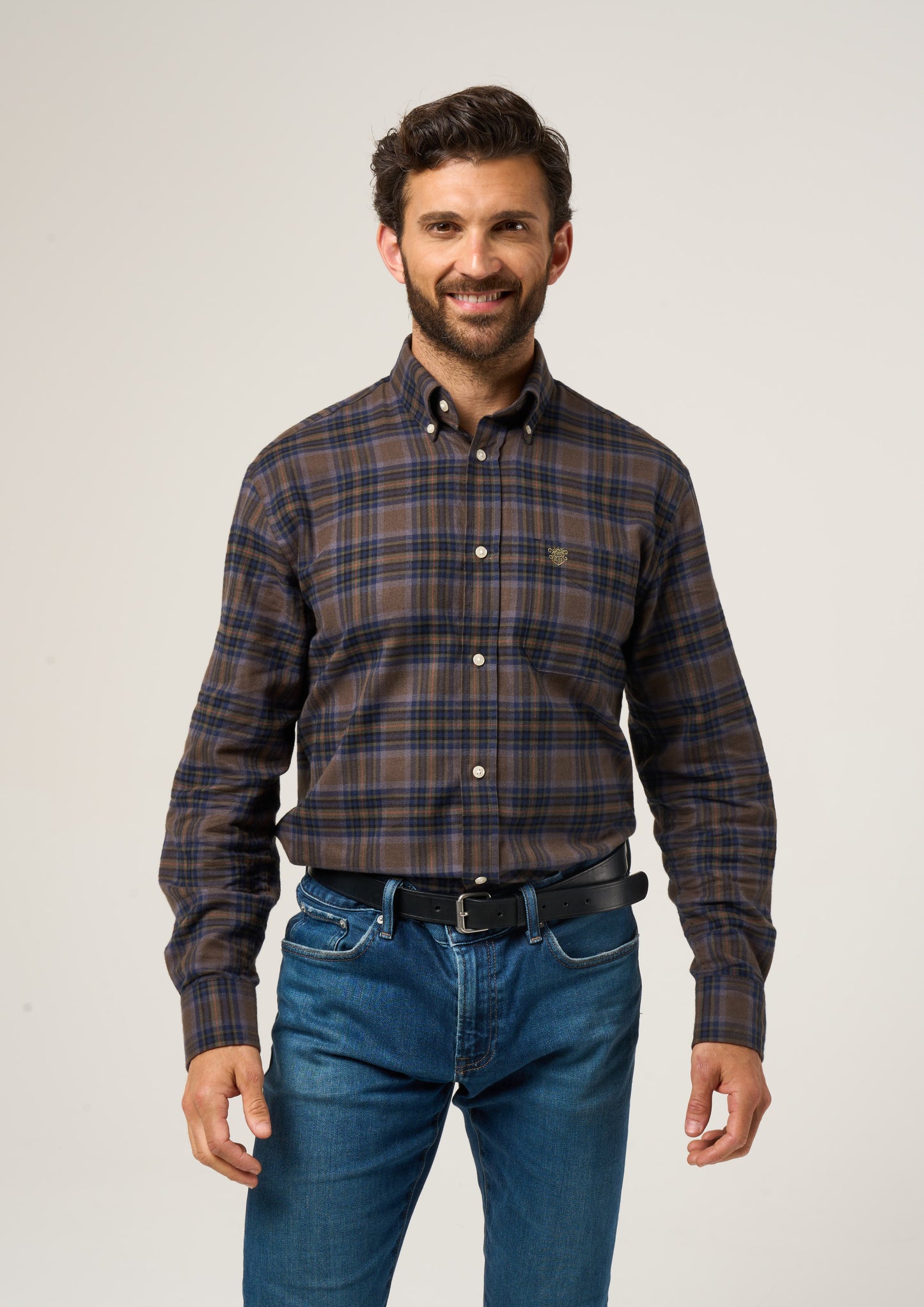 Ilkley Flannel Check Shirt In Brown