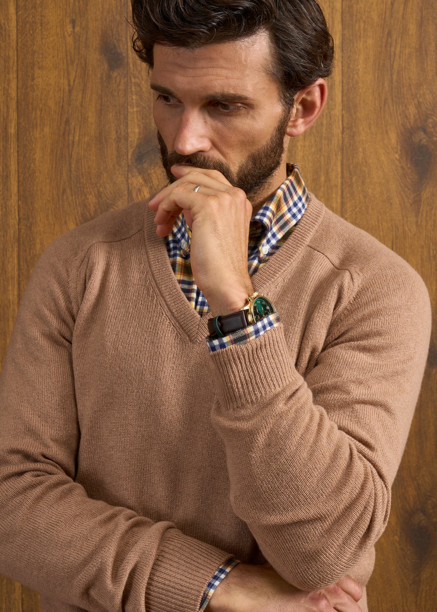 Kilsyth Men's Lambswool Jumper in Camel