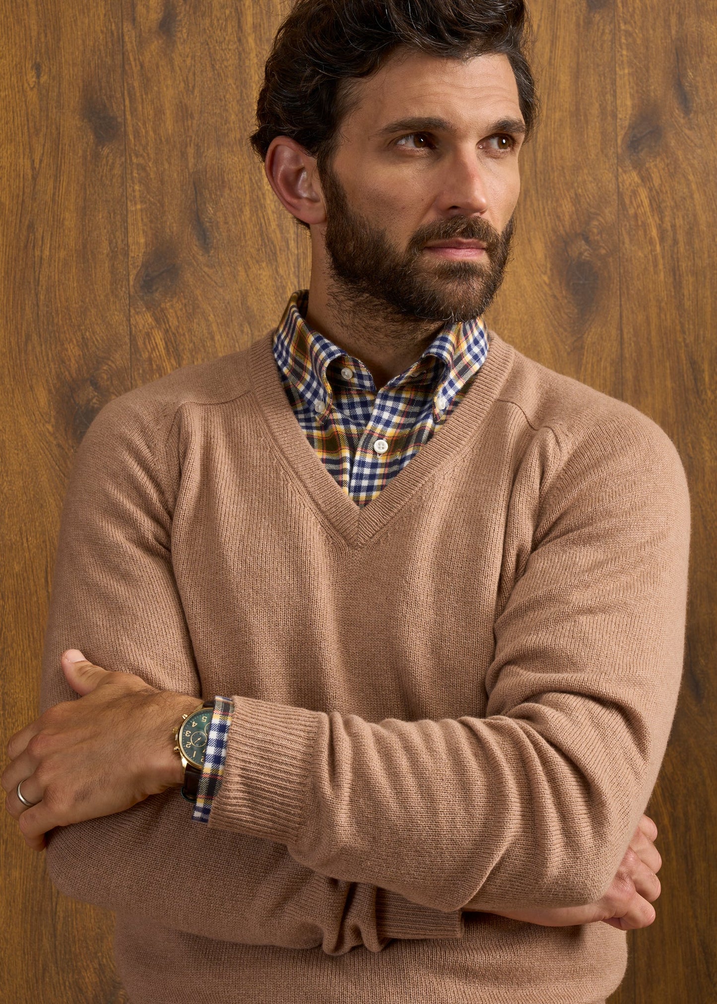 Kilsyth Men's Lambswool Jumper in Camel