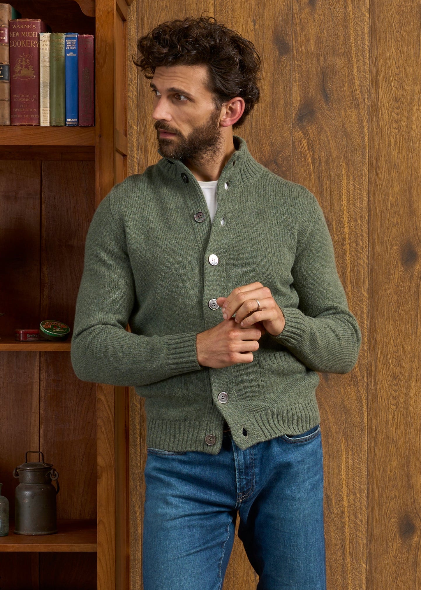 Landford Men's Lambswool Buttoned Jumper In Landscape