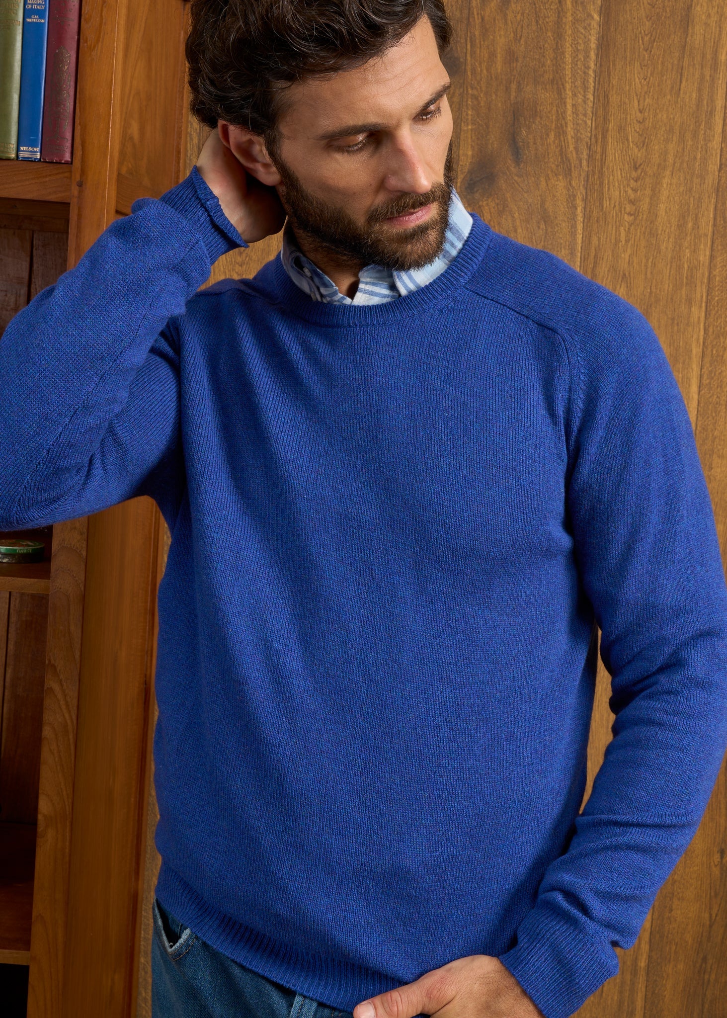 Lenzie Men's Lambswool Jumper In Persian