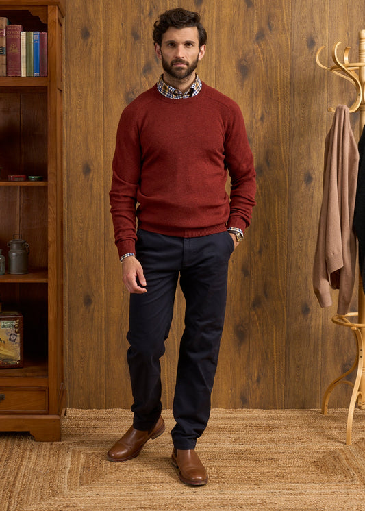 Lenzie Men's Lambswool Jumper In Sienna