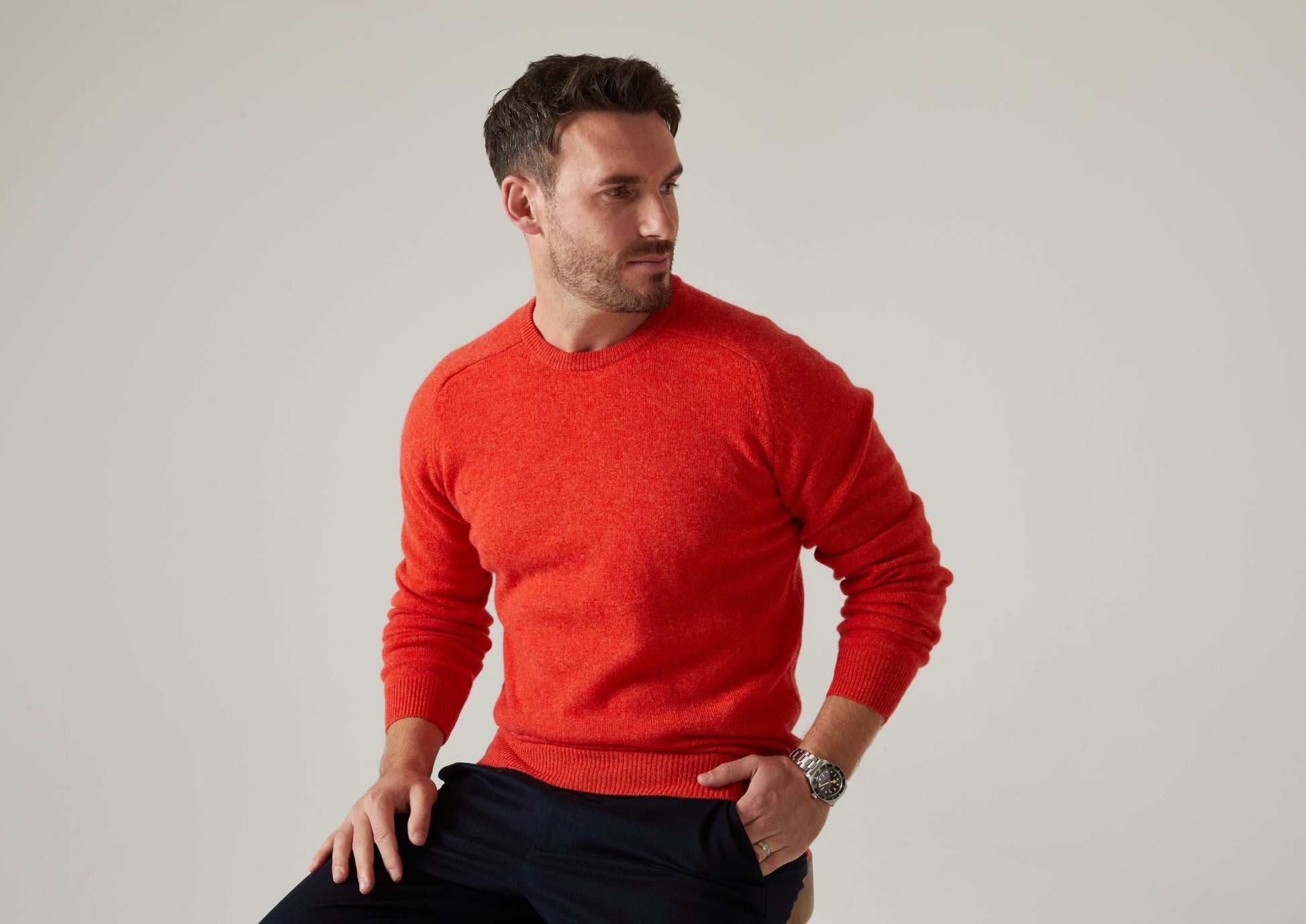 Lenzie Men's Lambswool Jumper In Inferno