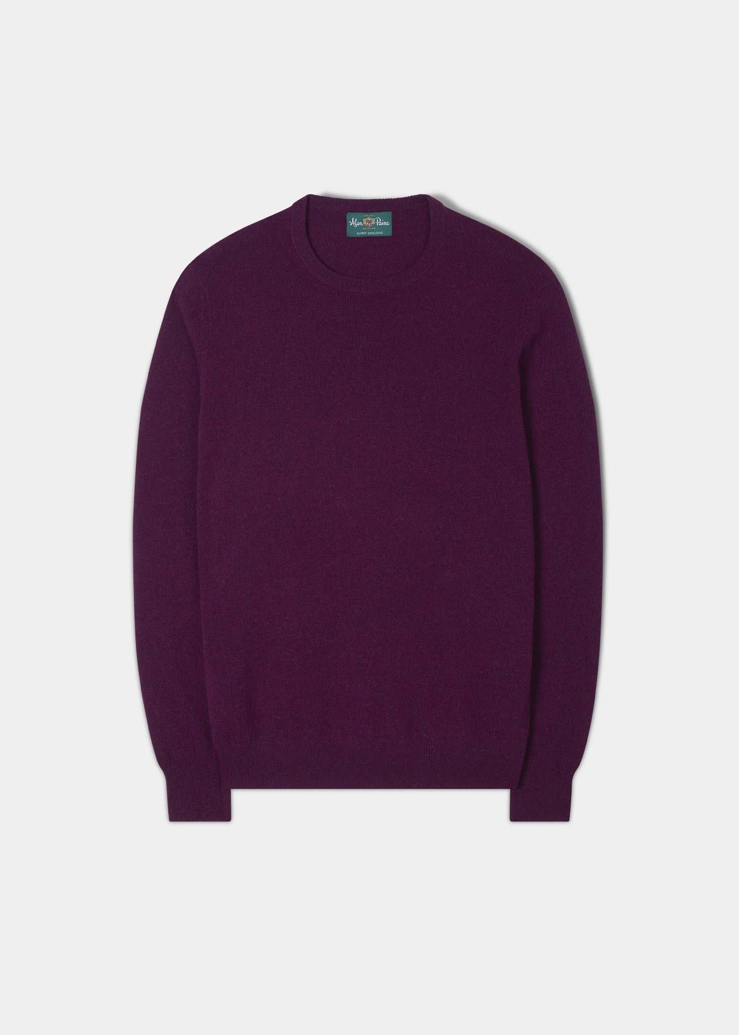 Men s Lambswool Crew Neck Jumper in Wine Web Exclusive Knitwear