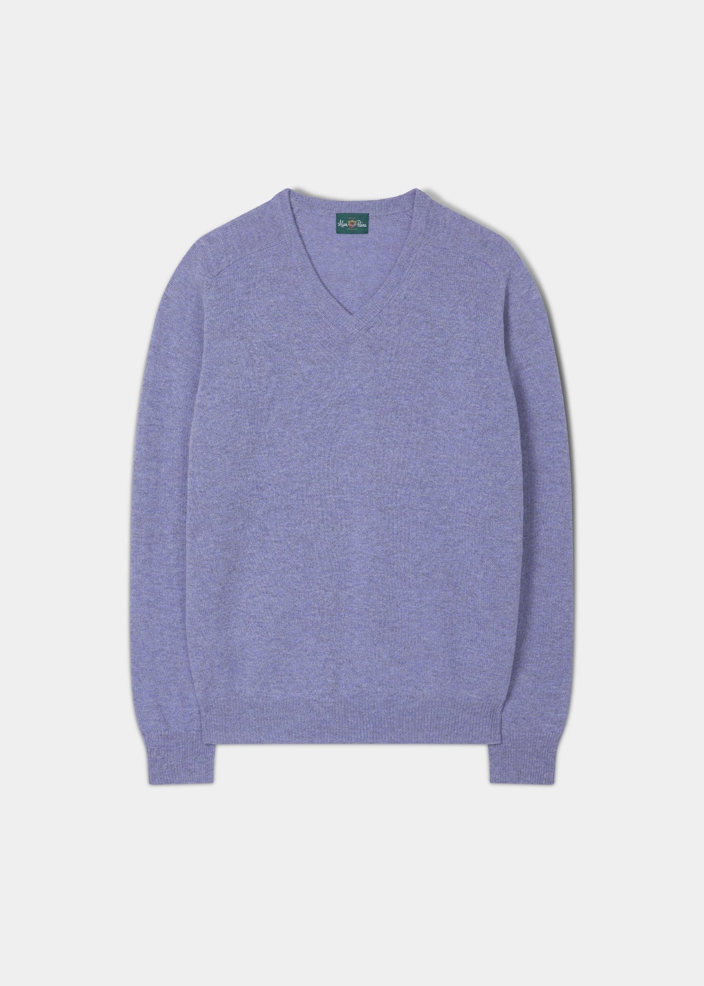 Men's Lambswool Vee Neck Jumper in Water Iris - Regular Fit