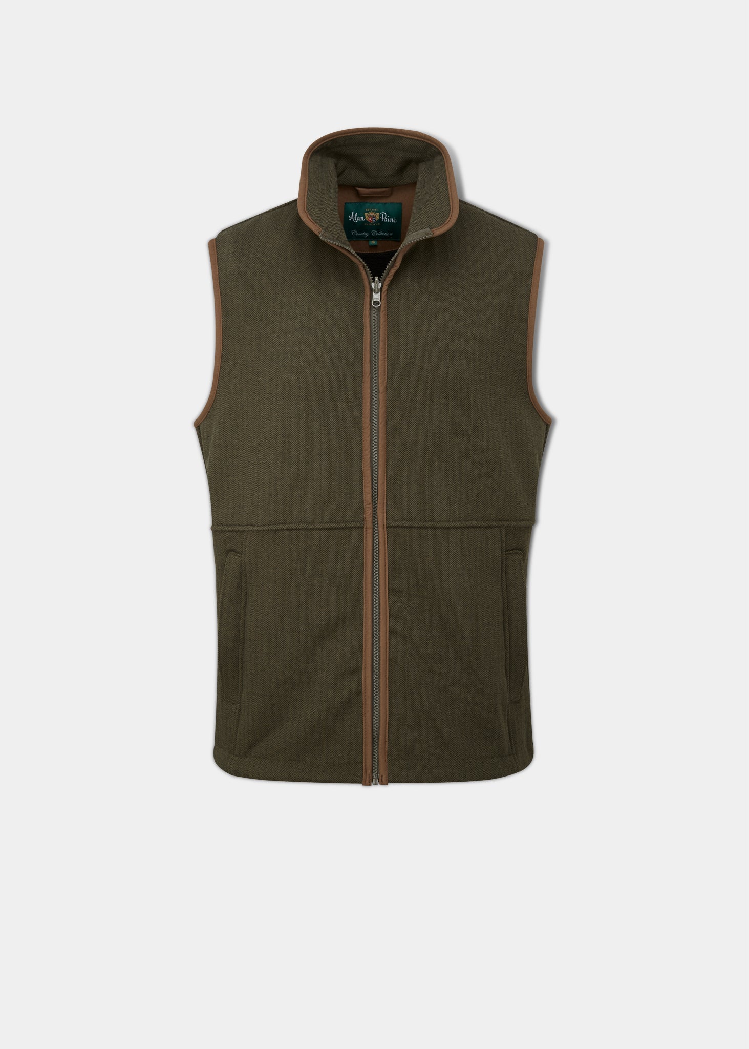 Aylsham Men's Fleece Gilet In Green Herringbone