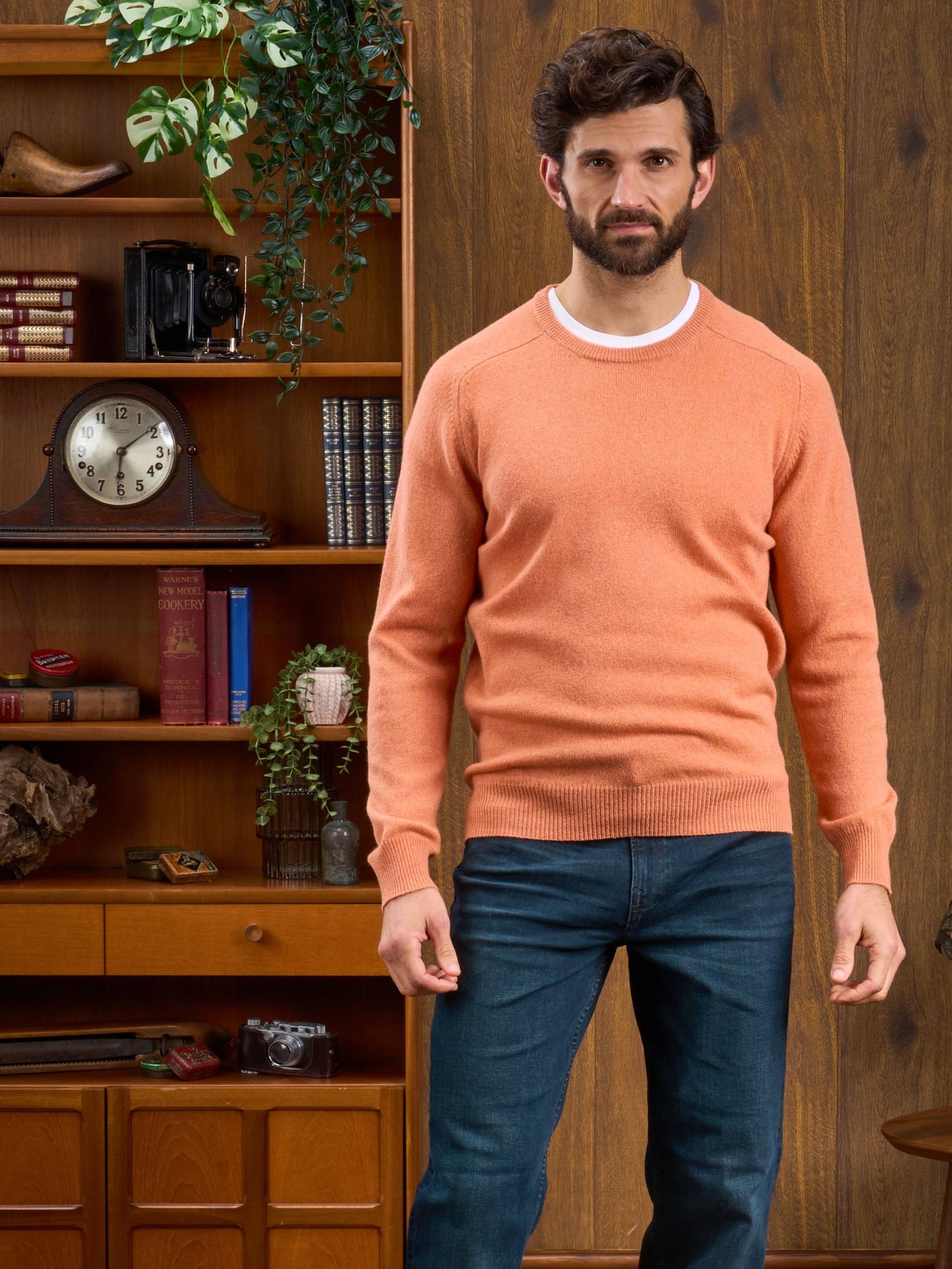 Lambswool Crew Neck Jumper in Jaffa Orange