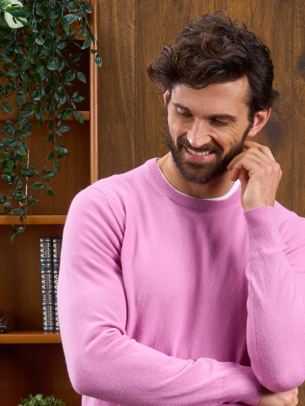 Geelong Crew Neck Jumper In Pink Haze