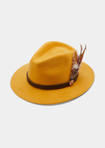 Richmond Ladies Felt Hat With Feather In Mustard