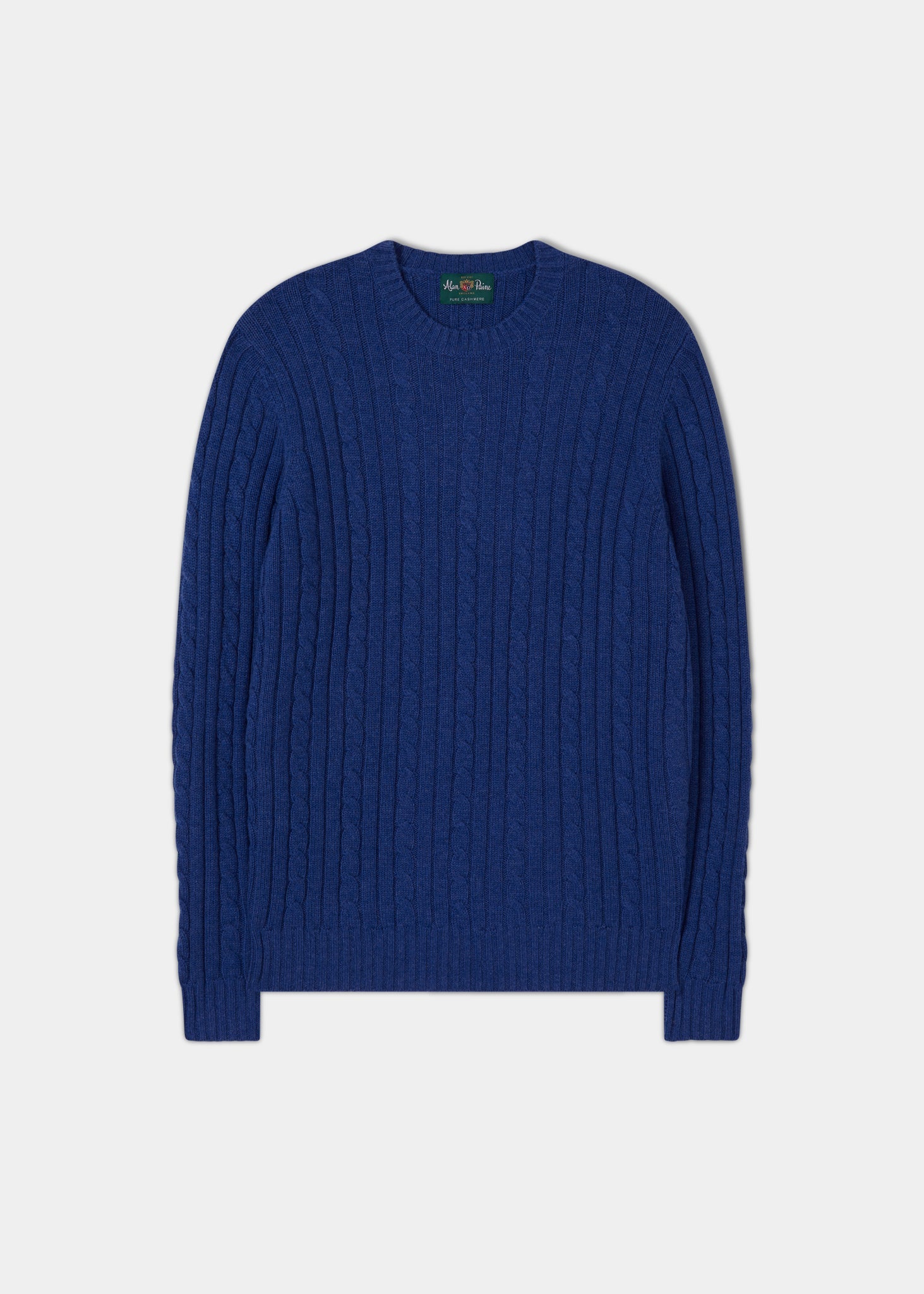 Roxburgh Long Sleeve Cable Crew Neck In Denim - Classic Fit