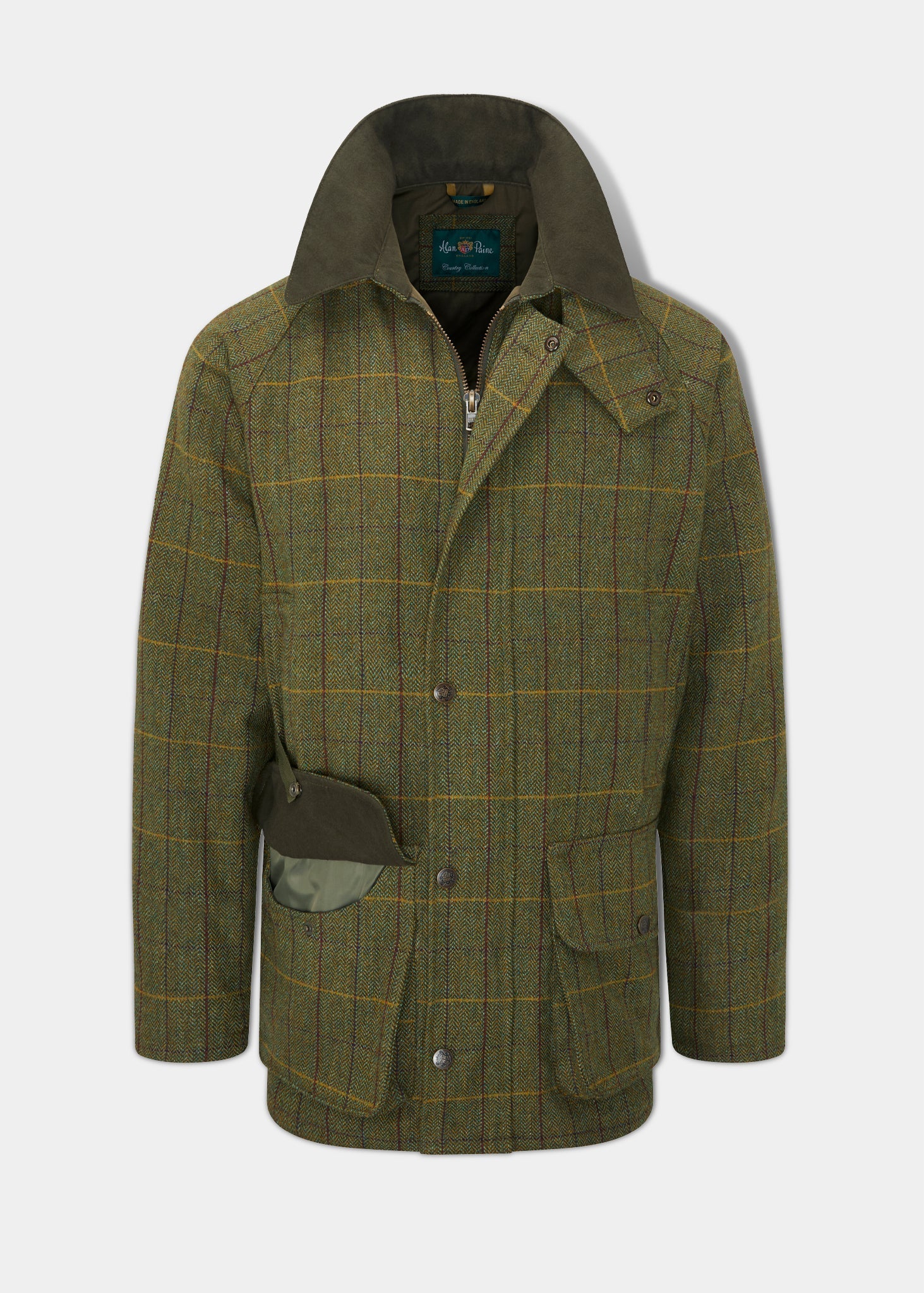 Rutland Men's Tweed Waterproof Shooting Coat In Green Ash