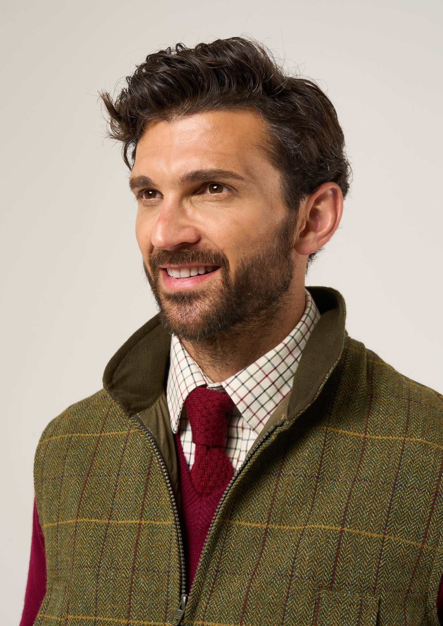 Rutland Men's Tweed Waistcoat In Green Ash