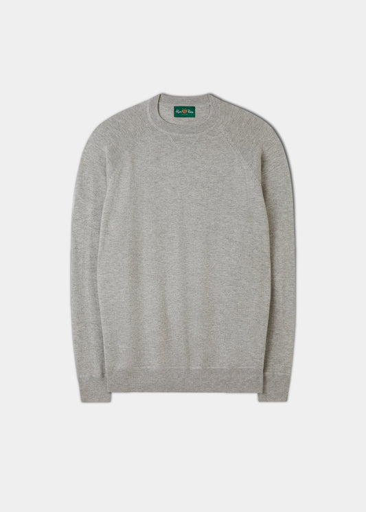 Saddington Cotton Merino Crew Neck Sweatshirt In Light Grey Mix