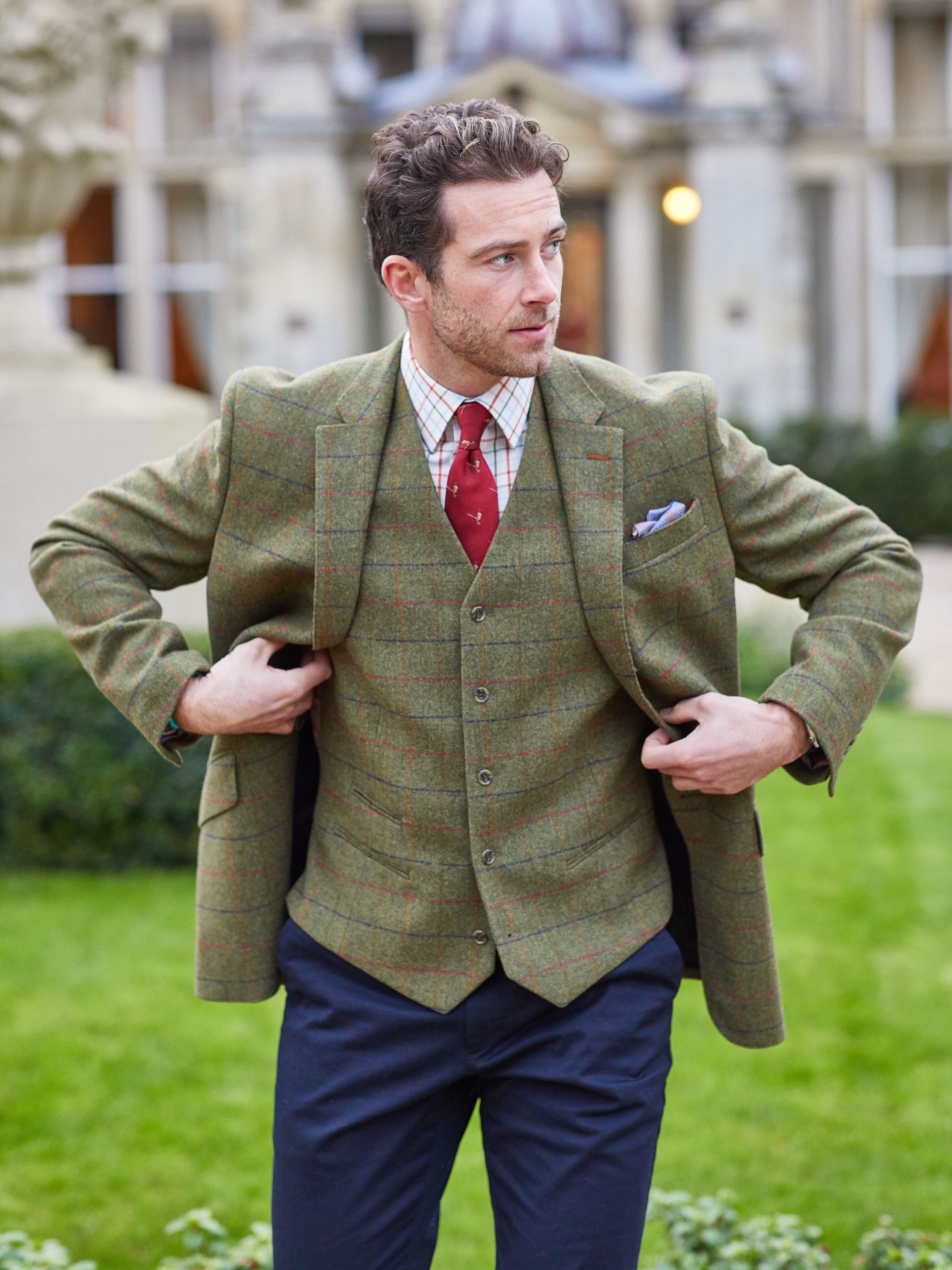 Mens tweed hotsell blazer jacket