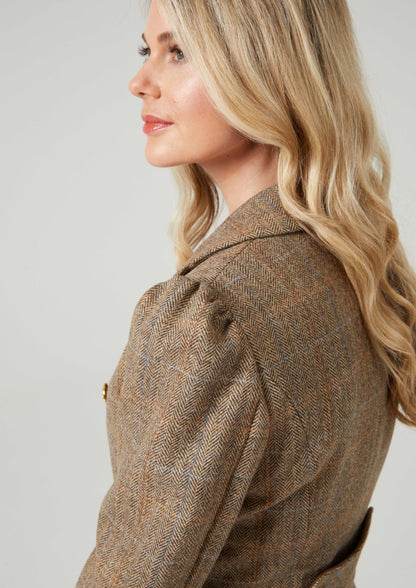 Surrey Ladies Double Breasted Tweed Coat In Hazelwood 