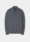 Sutherland Lambswool 1/4 Zip Jumper in Grey Mix - Regular Fit