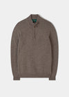 Sutherland Lambswool 1/4 Zip Jumper in Vole - Regular Fit