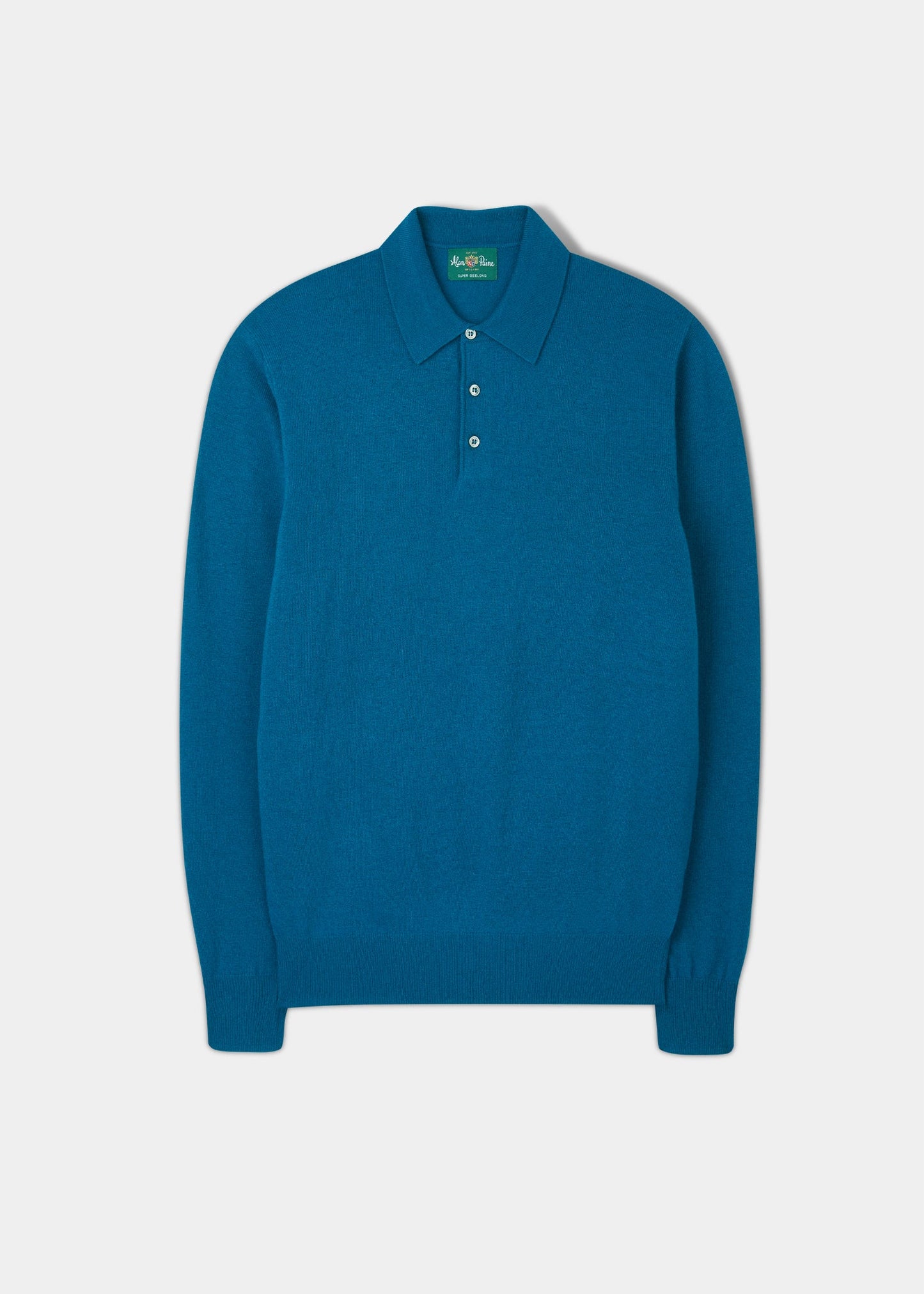 Tresswell Geelong Wool Long Sleeve Polo Shirt in Dragonfly - Regular Fit