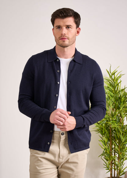 Cotton Cashmere Over Shirt in Navy