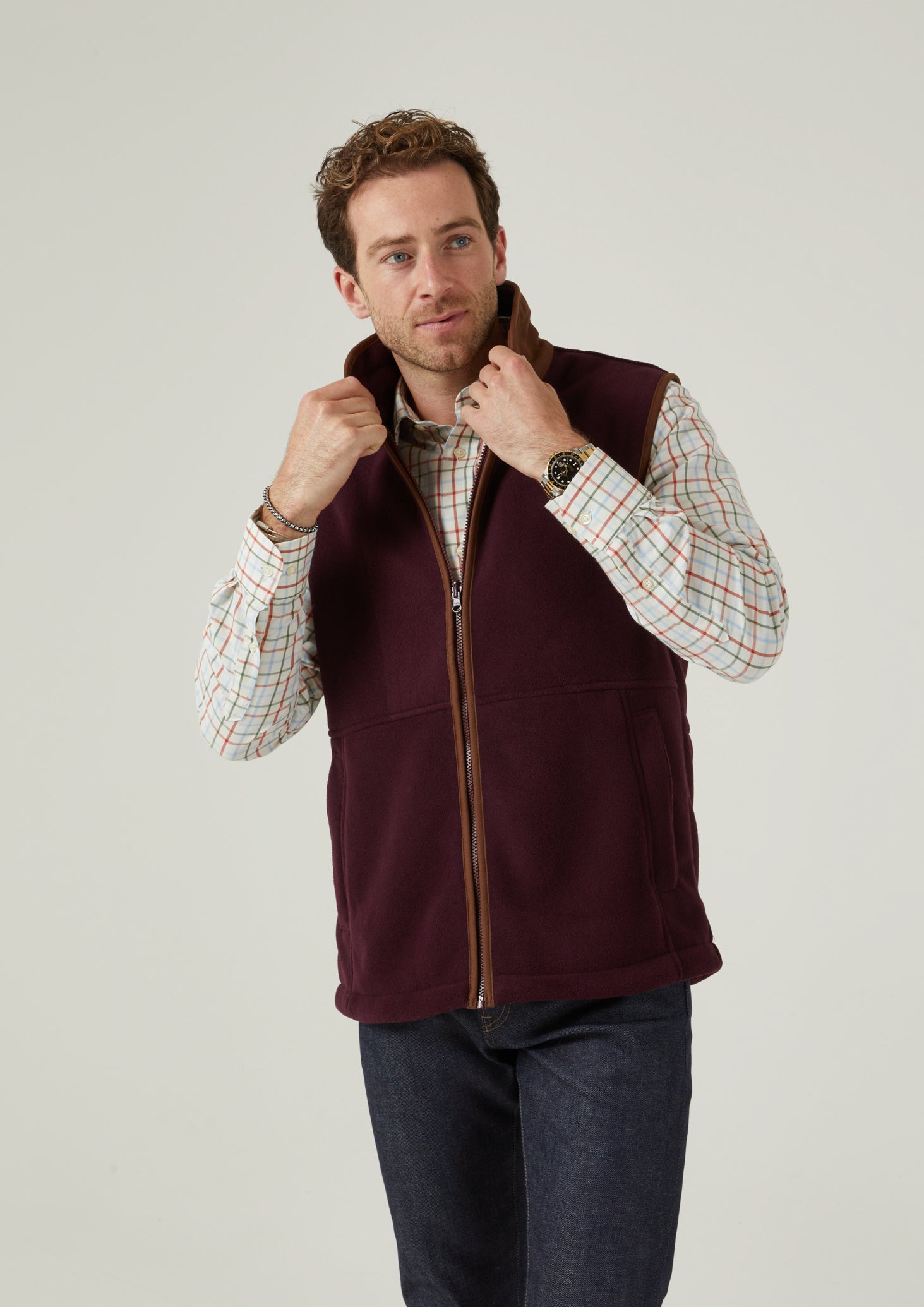 Aylsham Men s Fleece Waistcoat In Merlot Alan Paine EU Alan