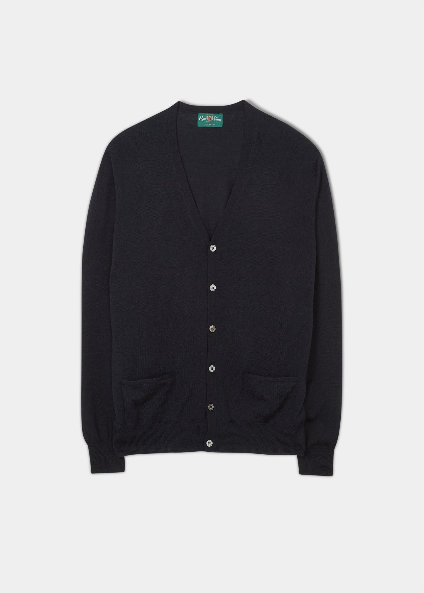 Hockley Men's Merino Cardigan in Dark Navy