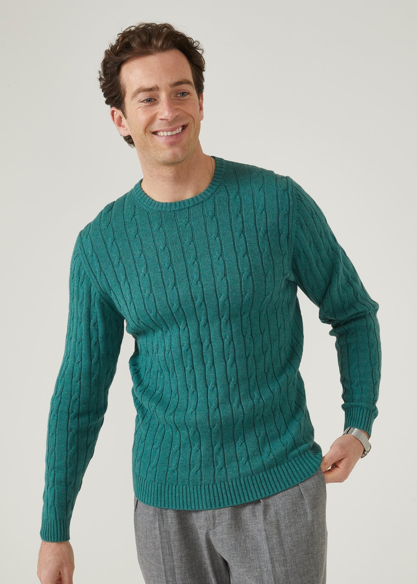 Men's Cable Knit Jumpers | Cable Sweaters | Alan Paine UK – Alan 